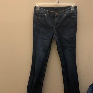 Navy blue flare jeans, mid-rise